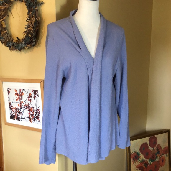 EILEEN FISHER size XL Cardigan  Ooen Front  Lavender Wool Crepe cozy yearround - Picture 3 of 14